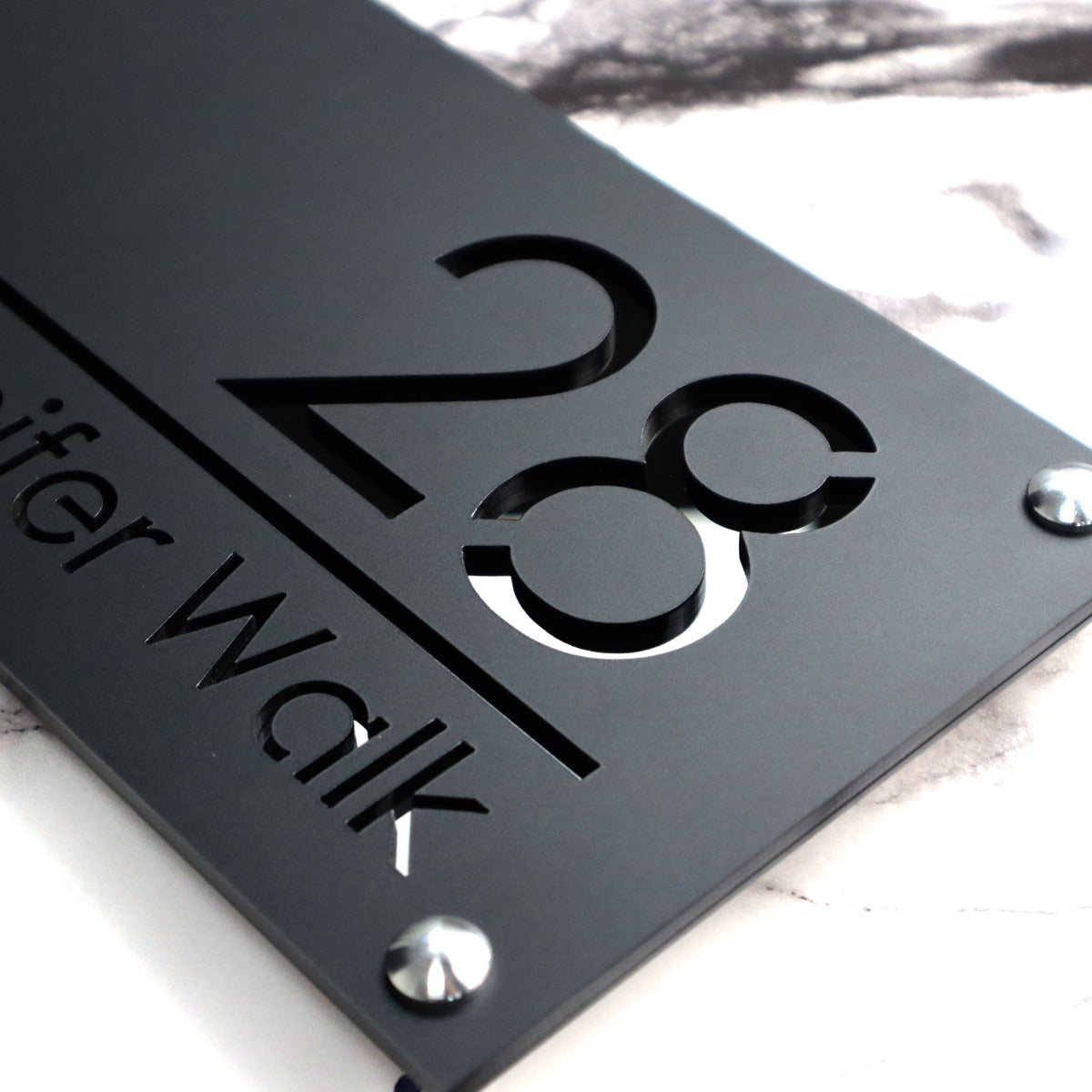 Knightsbridge Luxe House Sign, Black plaque, Gloss Black